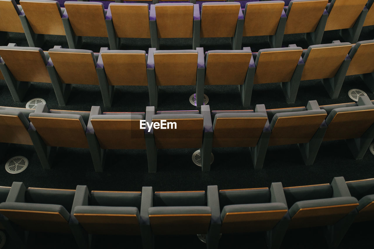 Full frame shot of chairs in auditorium