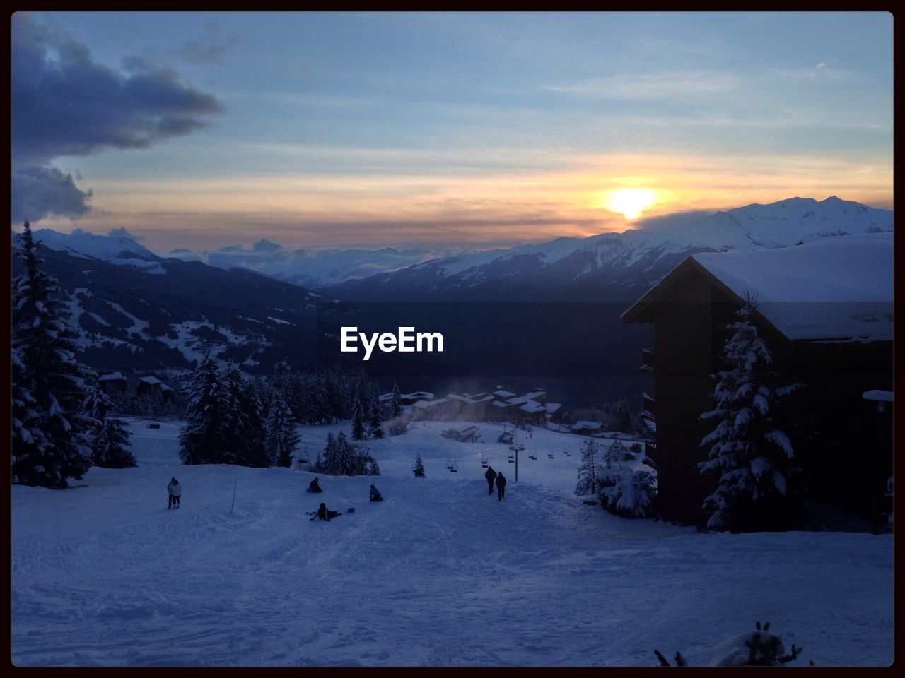 Winter landscape with mountains