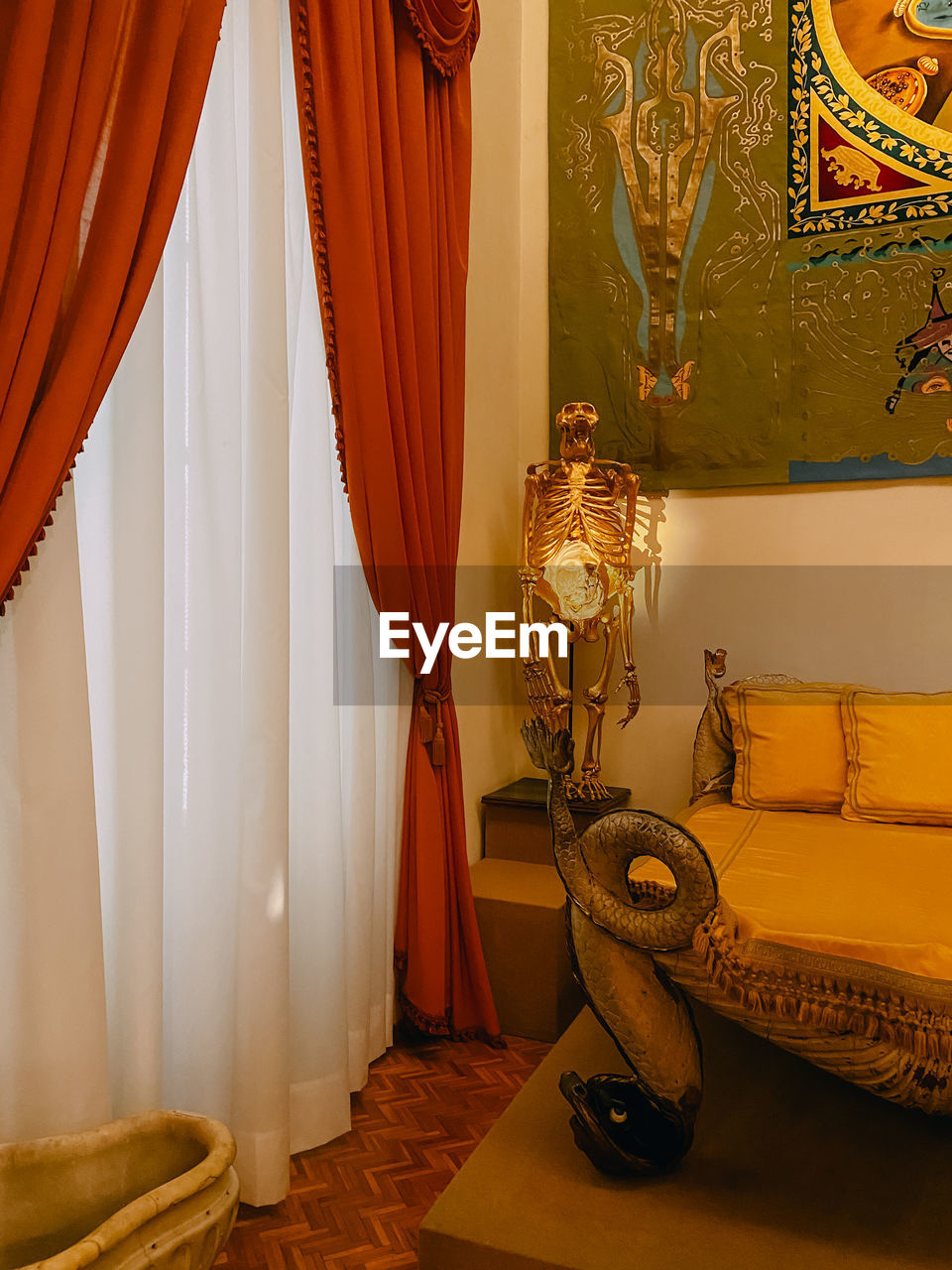 curtain, interior design, indoors, luxury, wealth, room, home interior, furniture, architecture, no people, yellow, domestic room, suite, elegance, ornate, window treatment, lighting equipment, decoration, mansion, building, gold