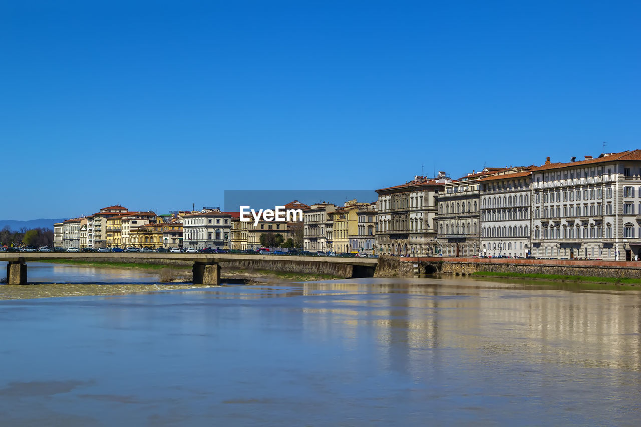 Arno river embankment in florence, italy