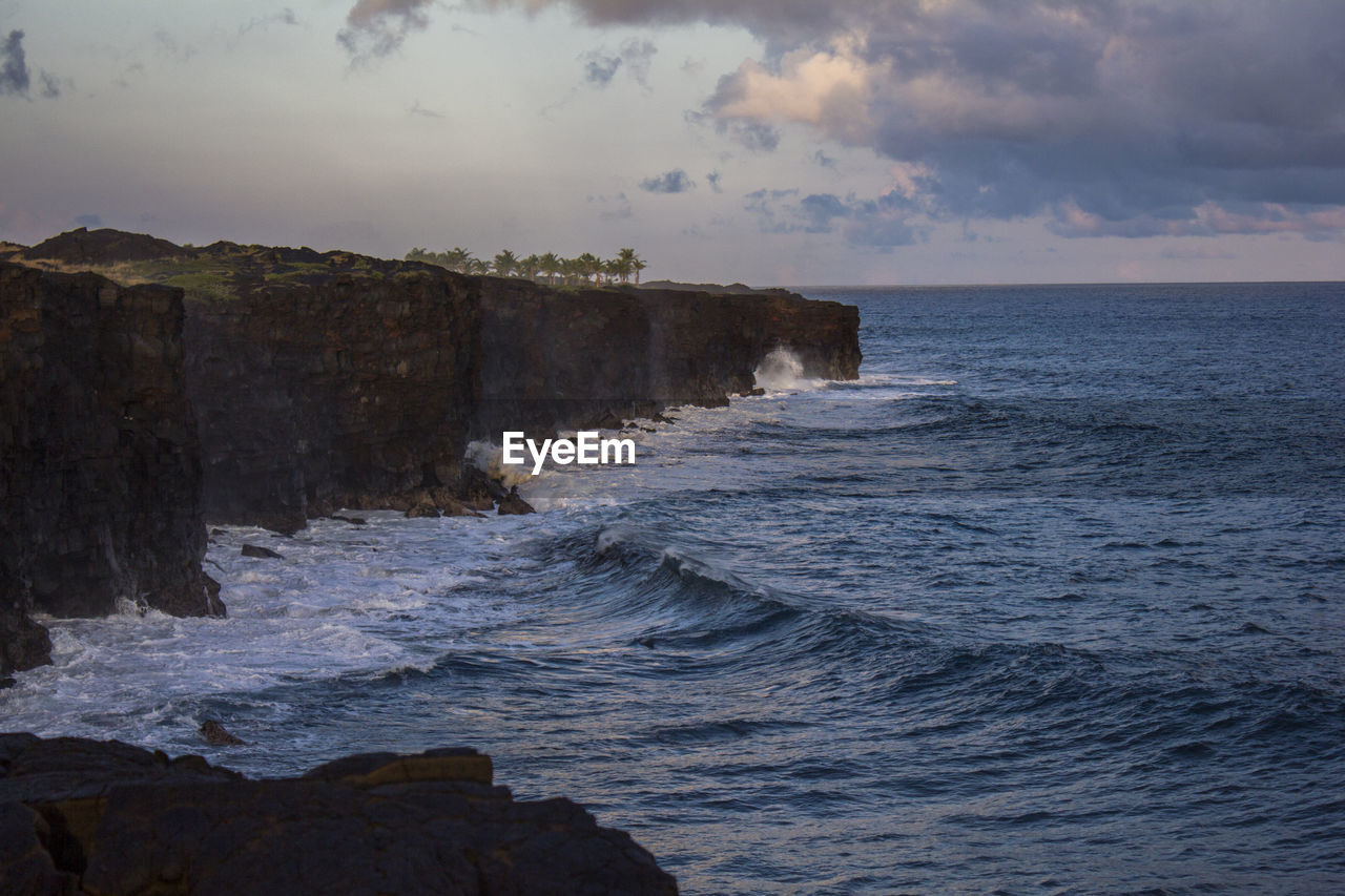 Scenic view of sea against sky during sunset