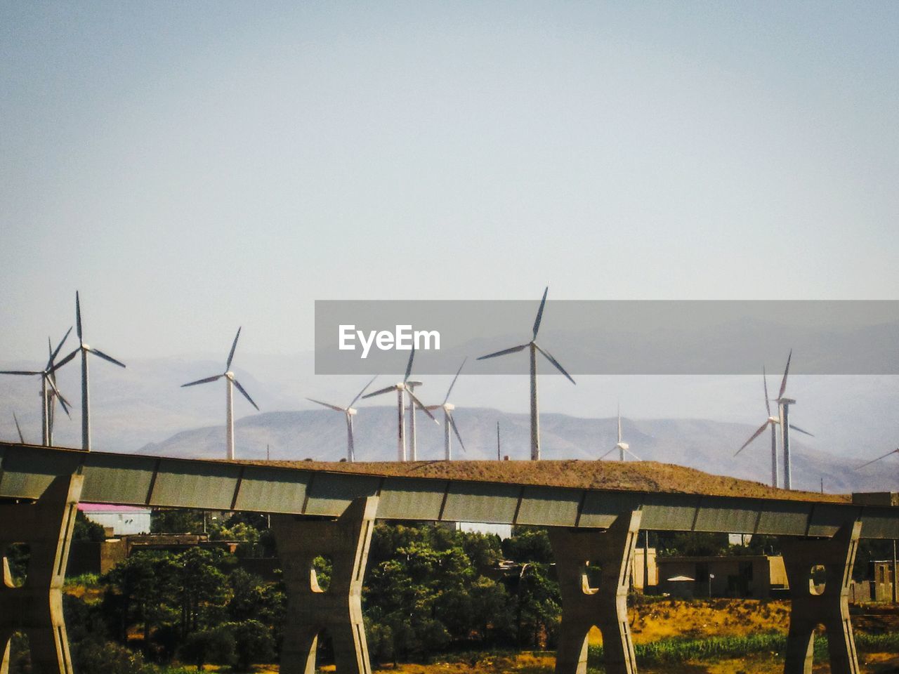 View of windmills on the landscape