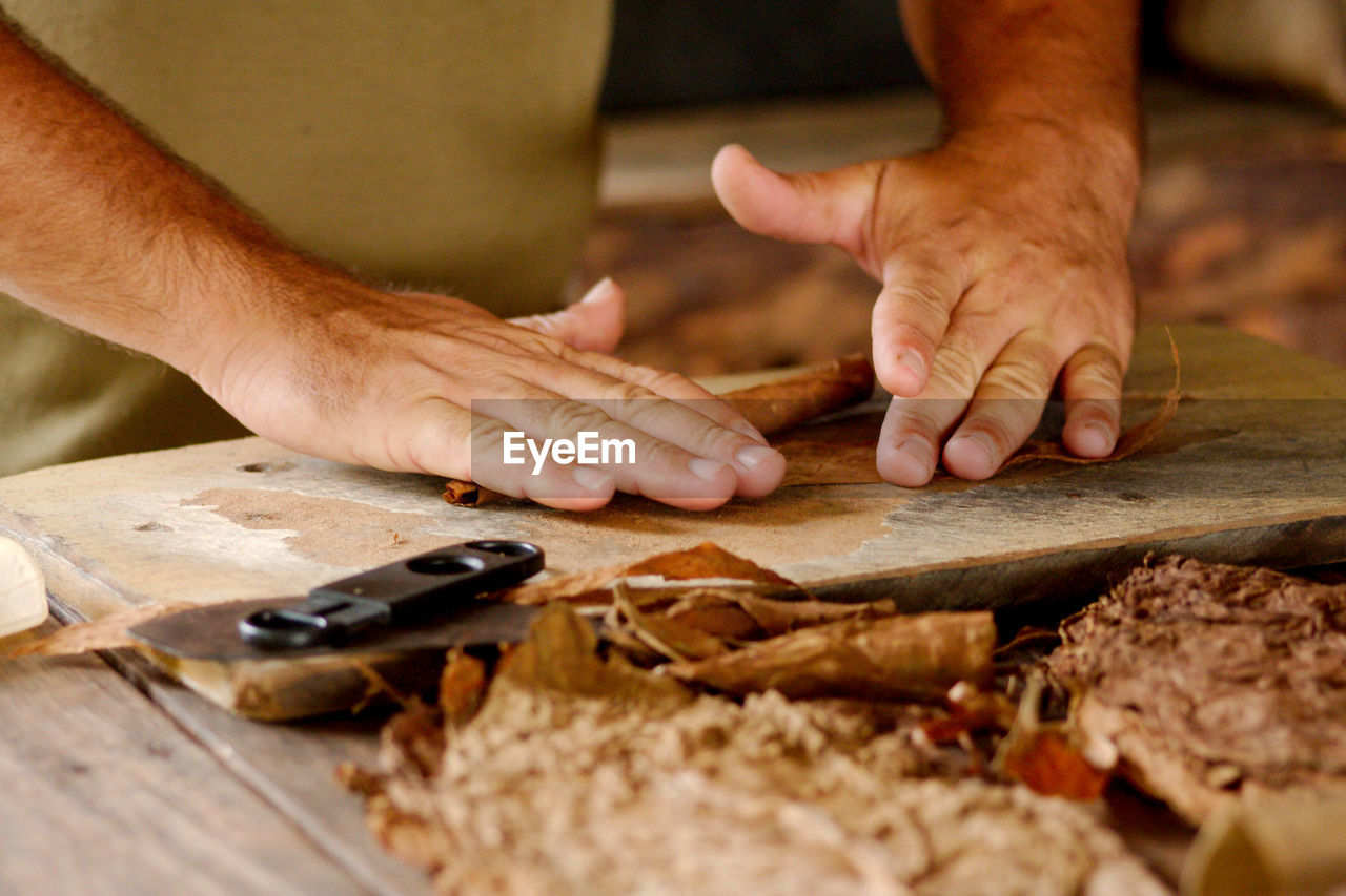 Making cuban cigars by hand in vinales, cuba.