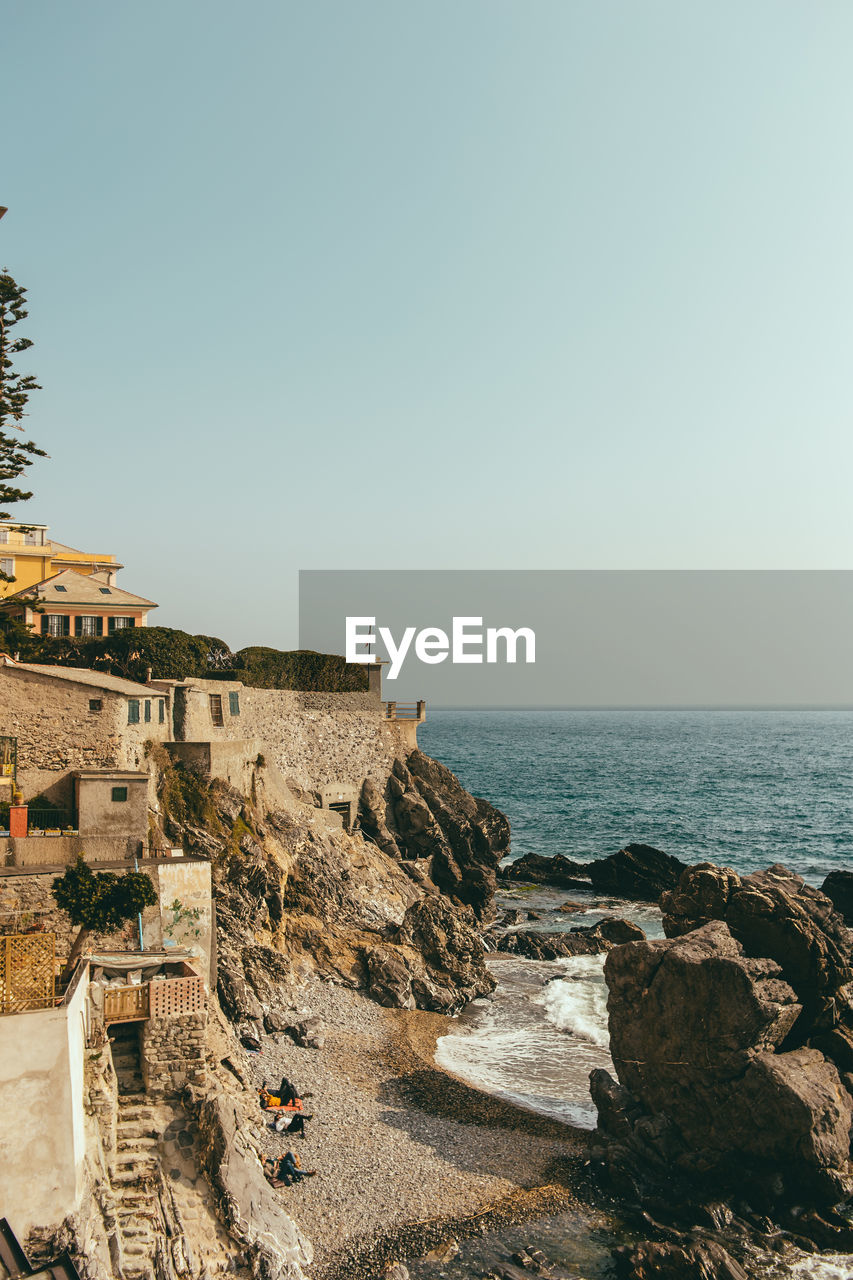 Scenic view of sea against clear sky