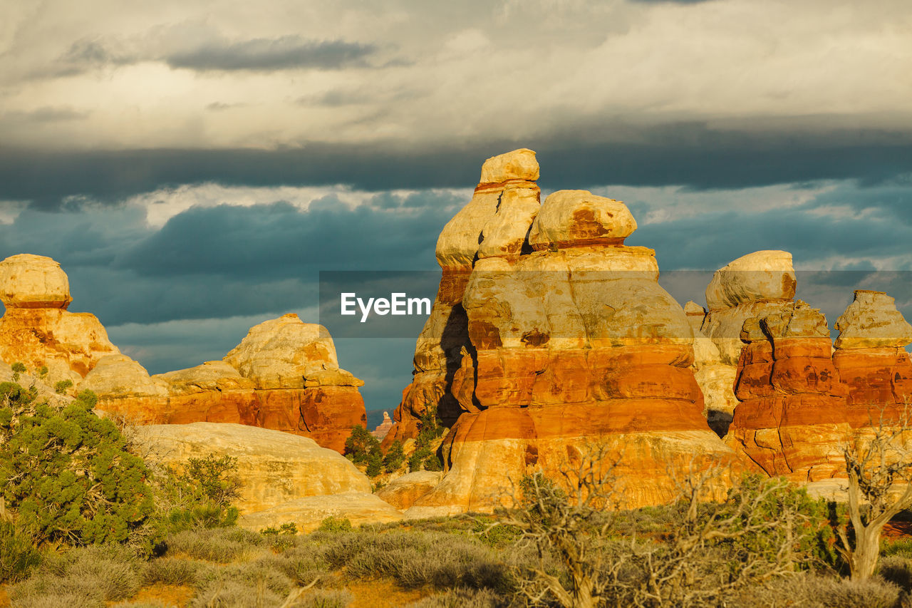 Late golden light on the red rocks of the maze in canyonlands utah