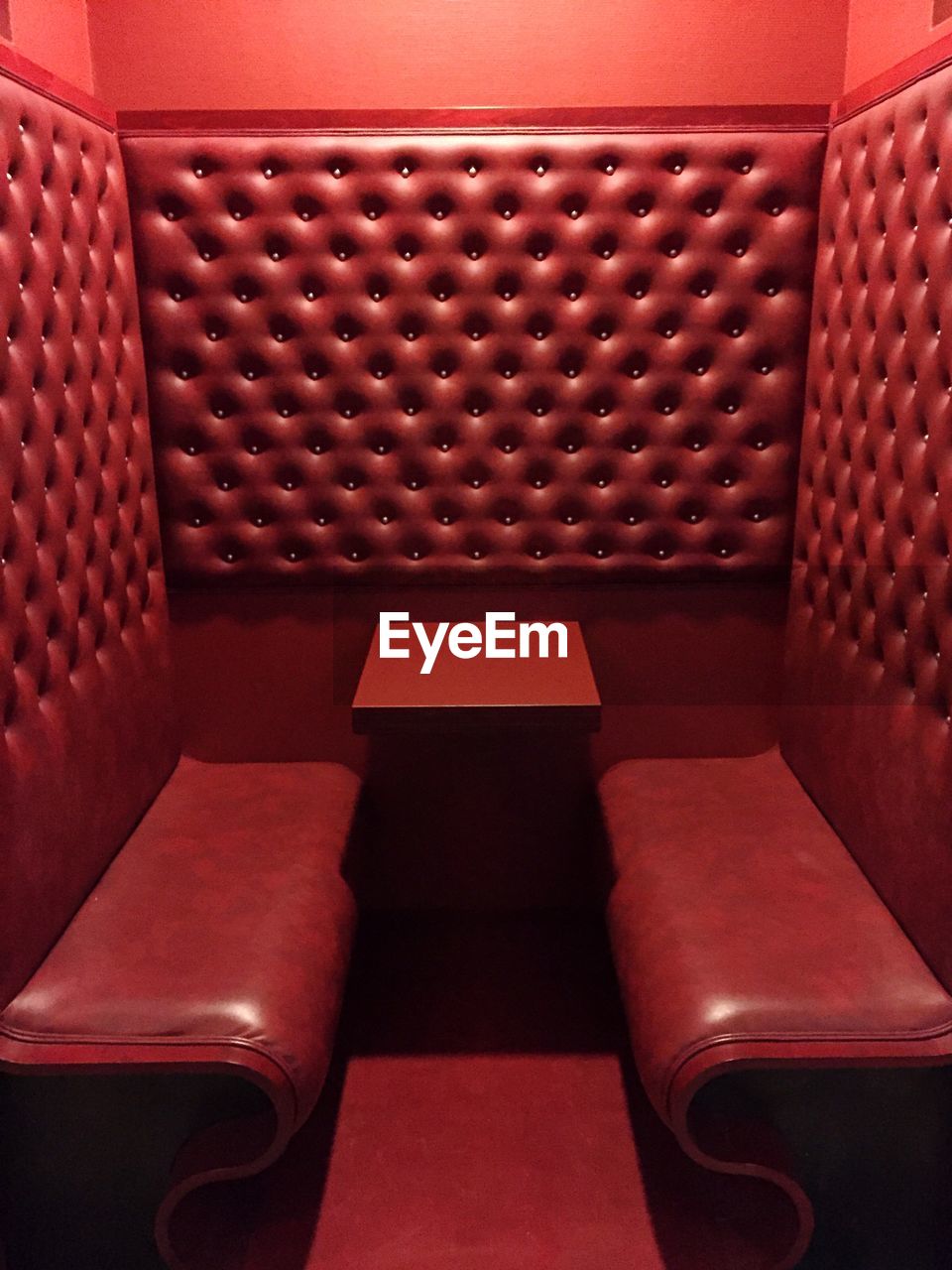 Empty red sofa at nightclub in maastricht