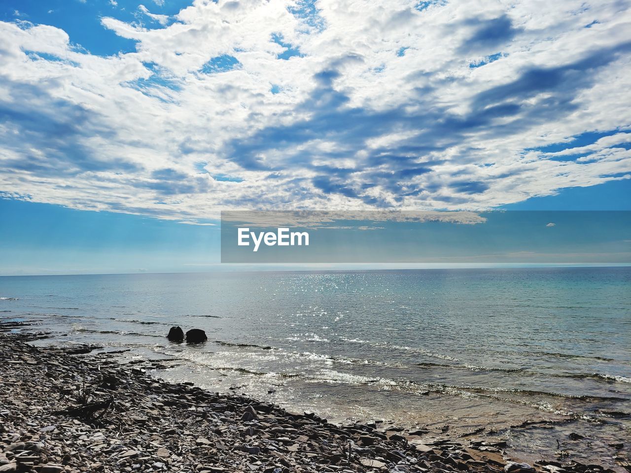 SCENIC VIEW OF SEA SHORE AGAINST SKY