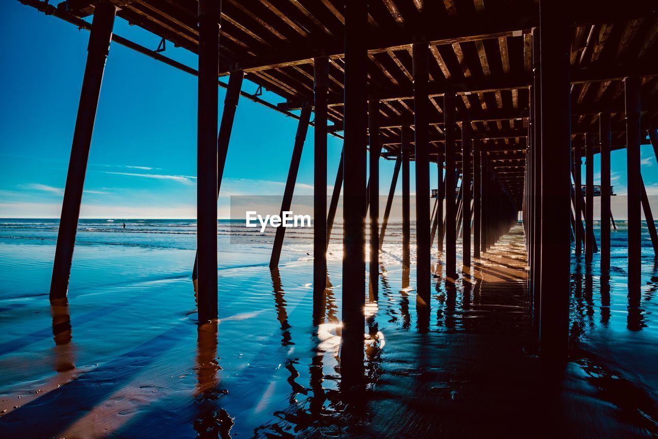 Pier in sea against sky