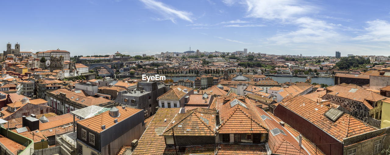 High angle view of townscape against sky