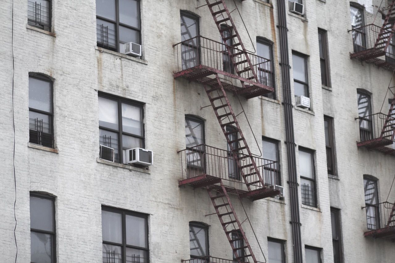 Full frame shot of building with fire escape
