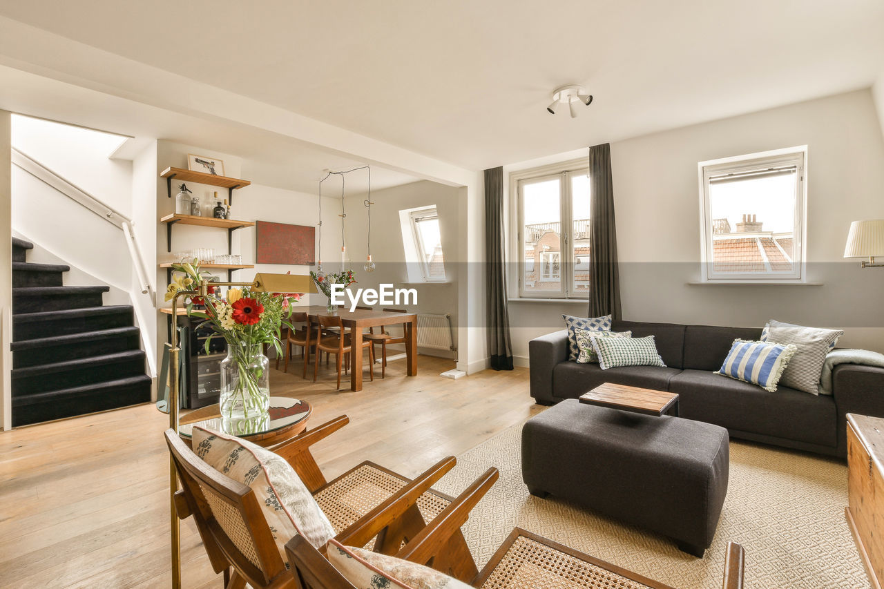 empty chairs and table at home