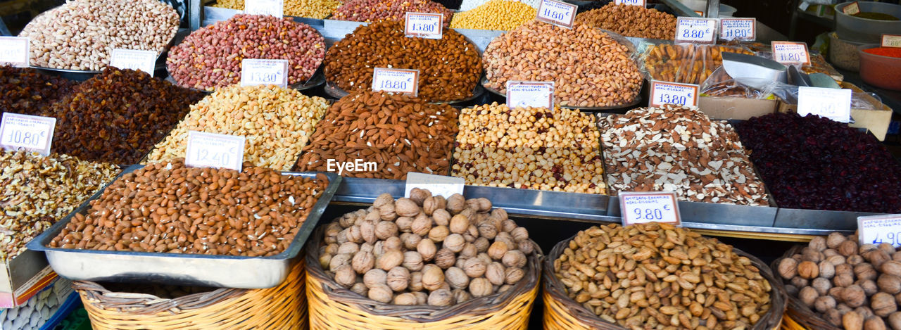 Various food for sale at market stall