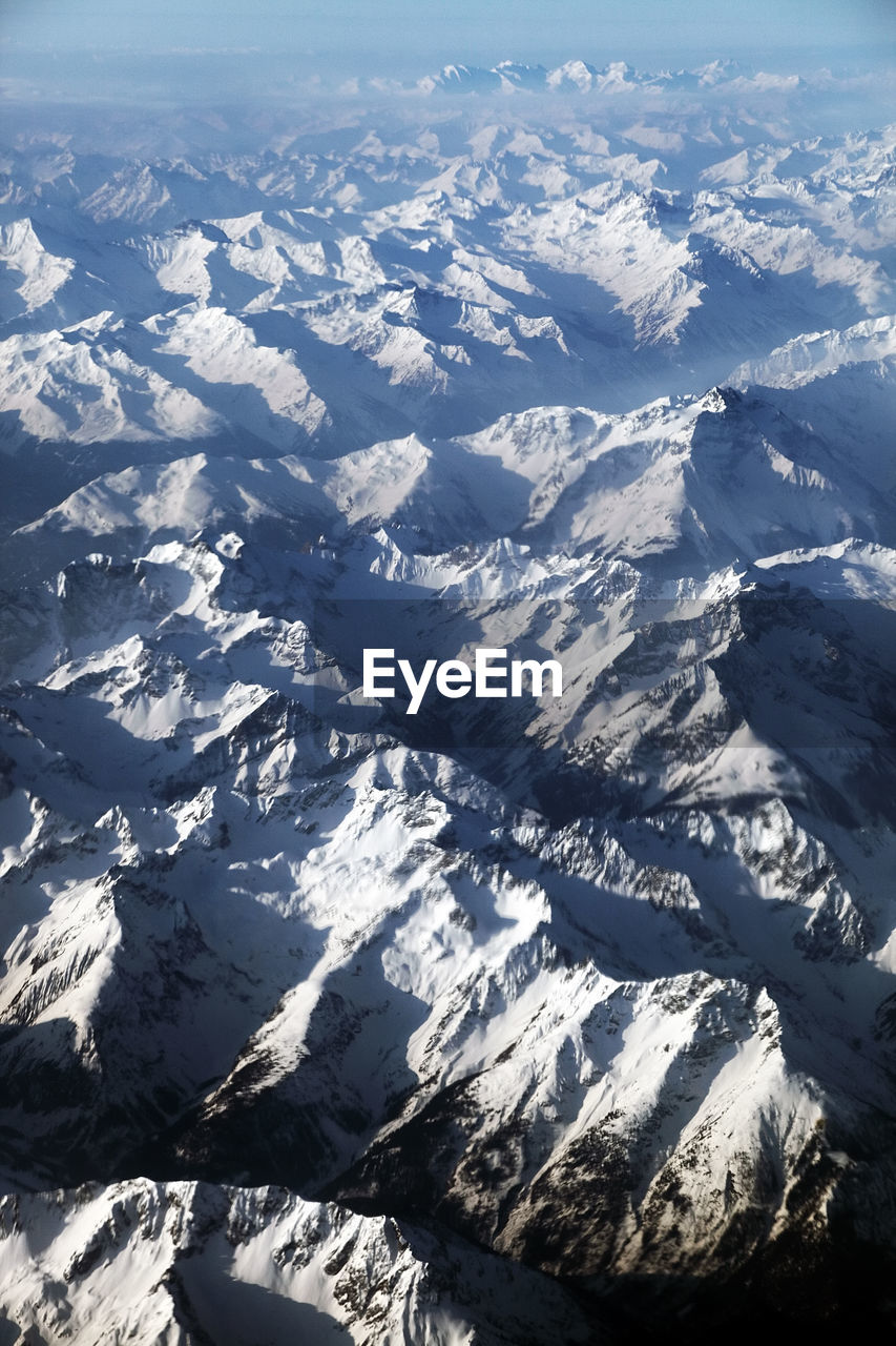 Aerial view of snowcapped mountain