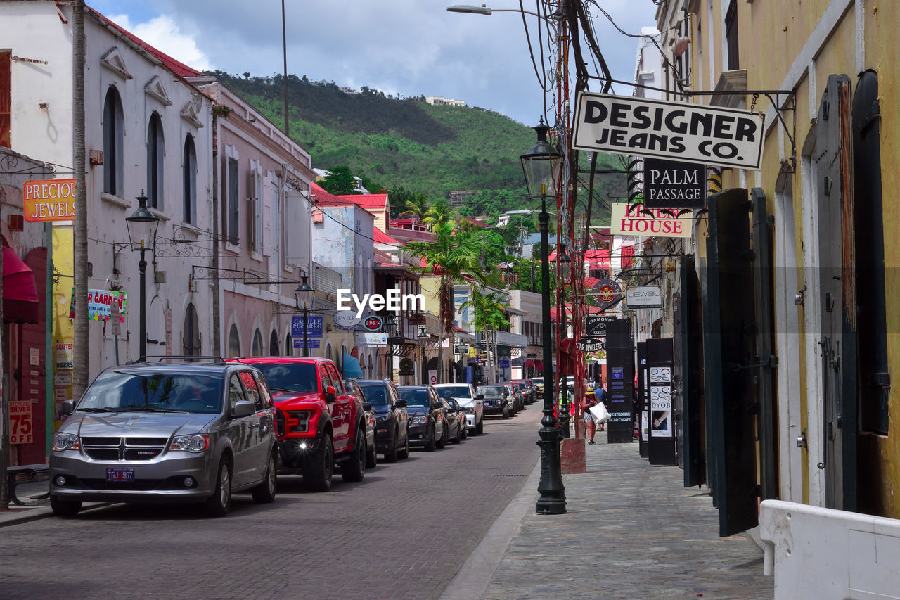 STREET AMIDST BUILDINGS IN CITY