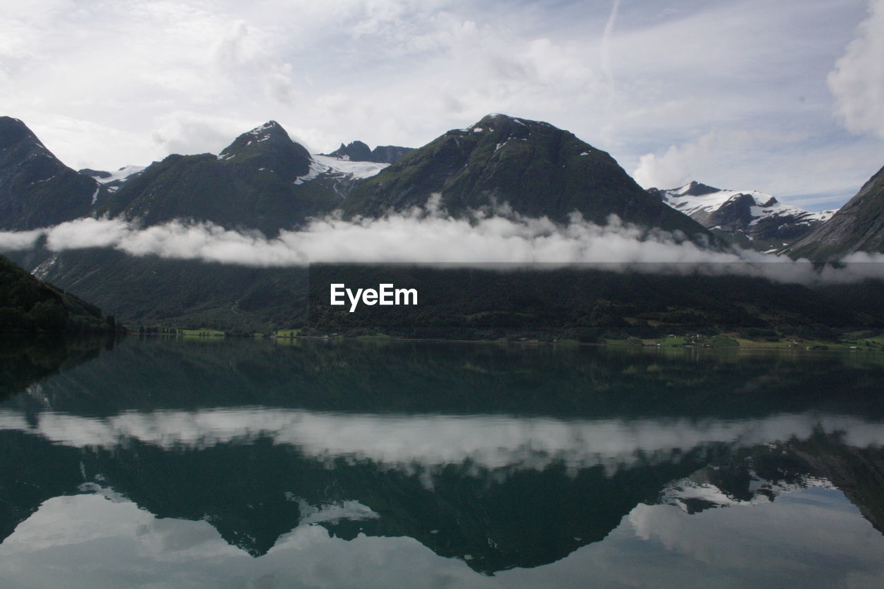 Reflection of trees in calm lake