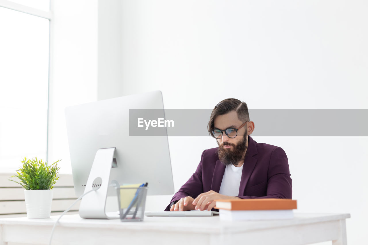 Man working on table