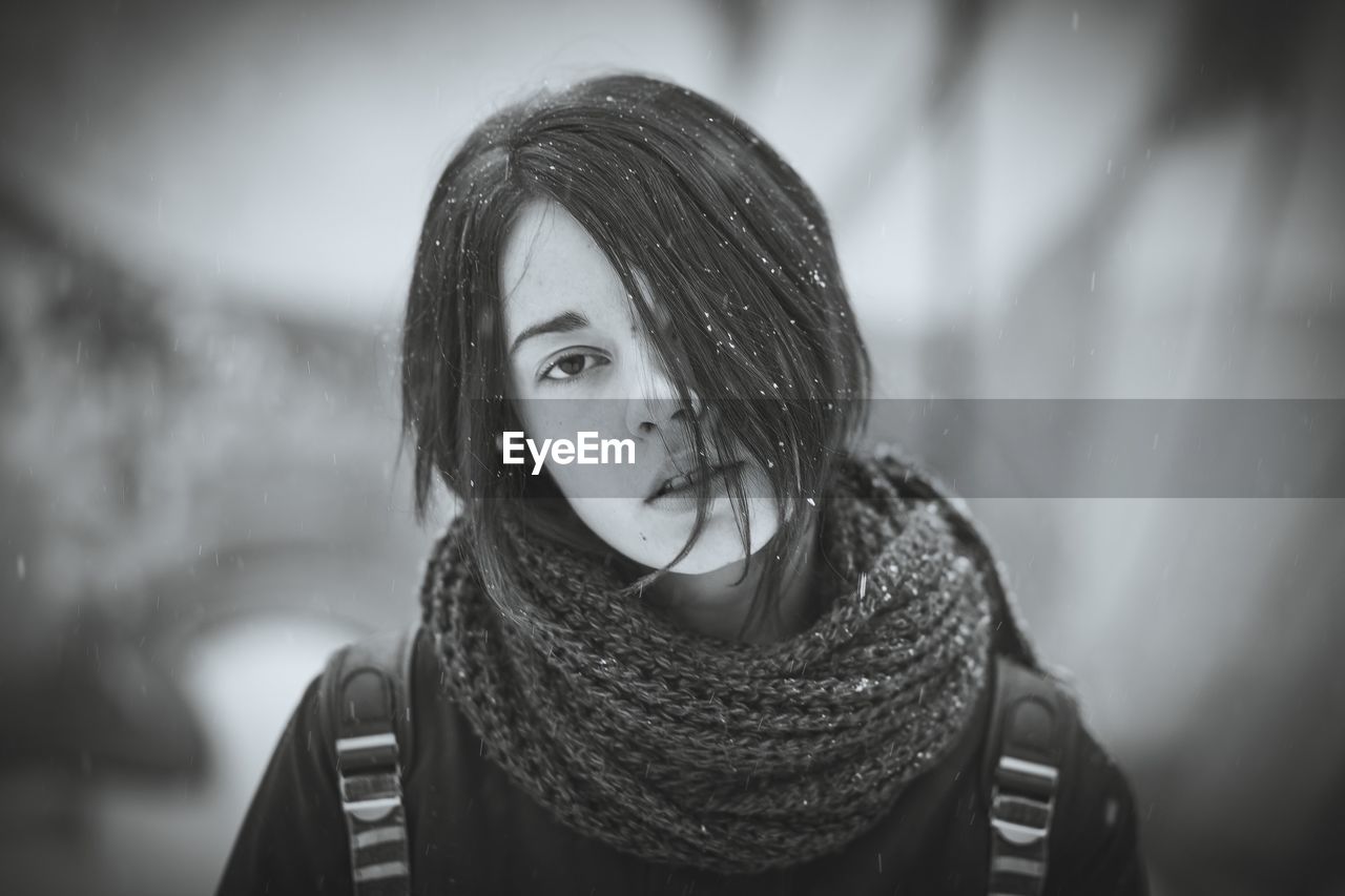 Black and white portrait of a girl 