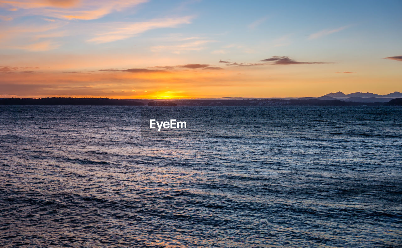 Scenic view of sea against sky during sunset