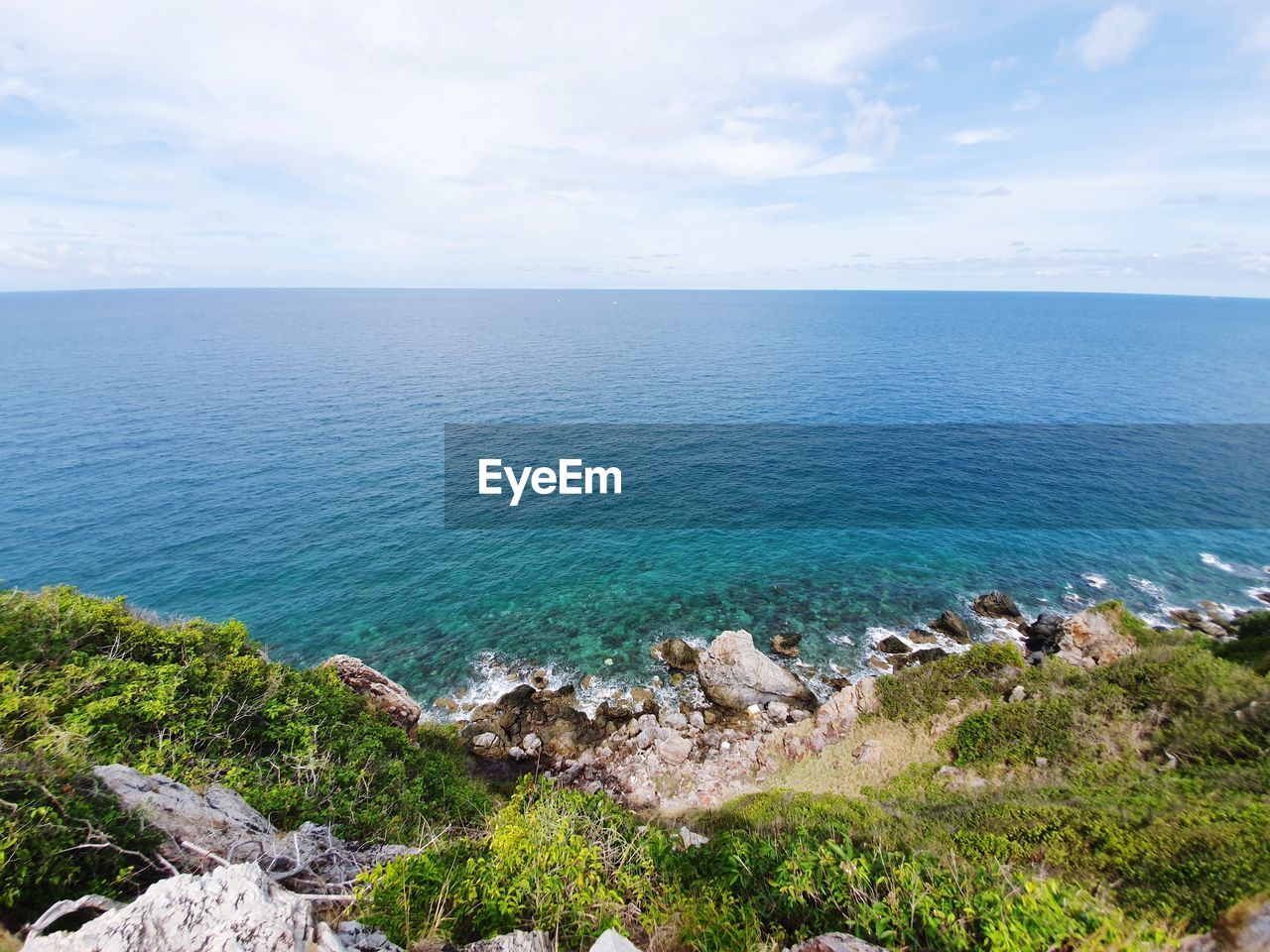 SCENIC VIEW OF SEA AND ROCKS AGAINST SKY