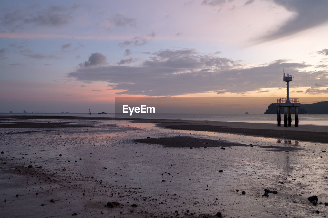 Scenic view of beach during sunset