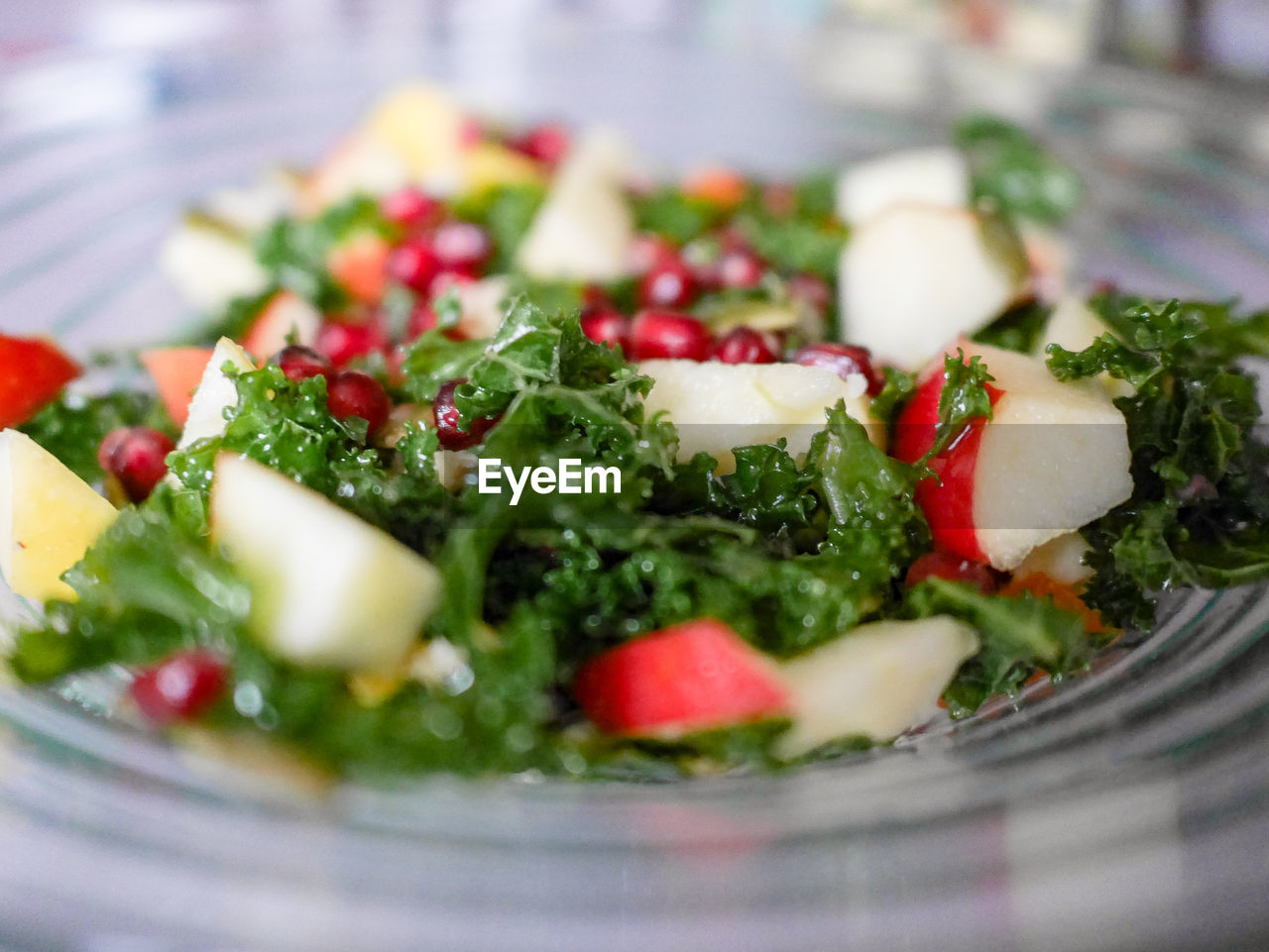 Close-up of salad served in plate on table