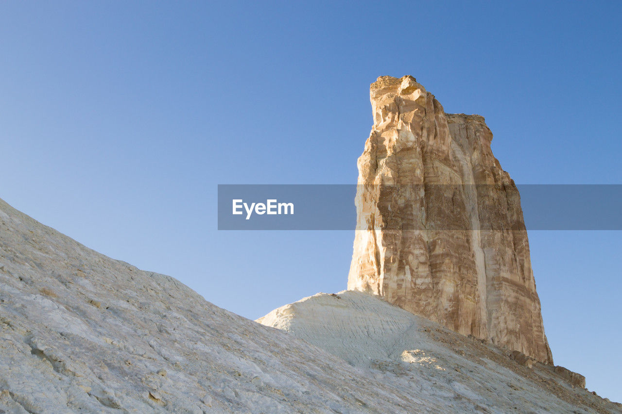 low angle view of rock formations