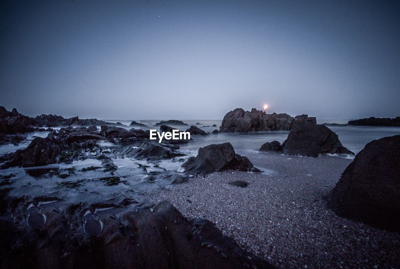 Scenic view of sea against clear sky