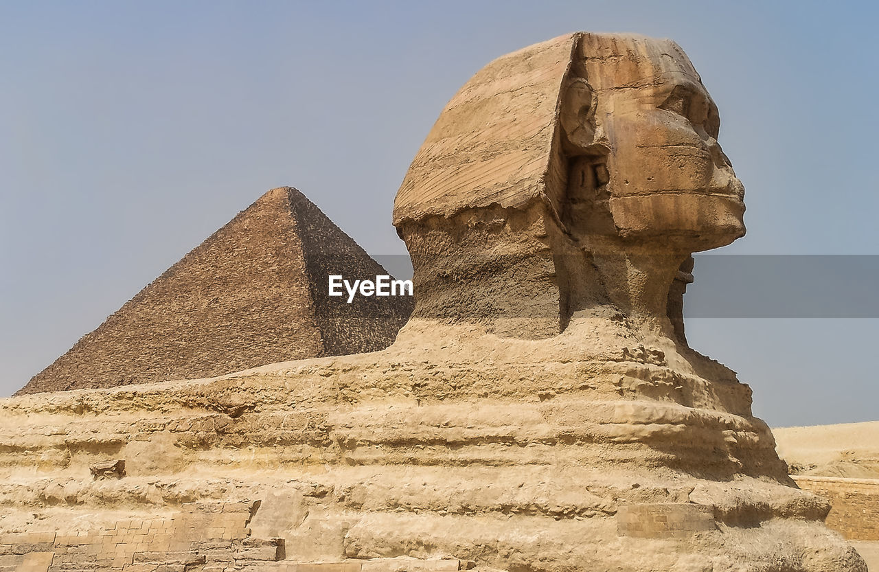 View of sphinx and pyramid