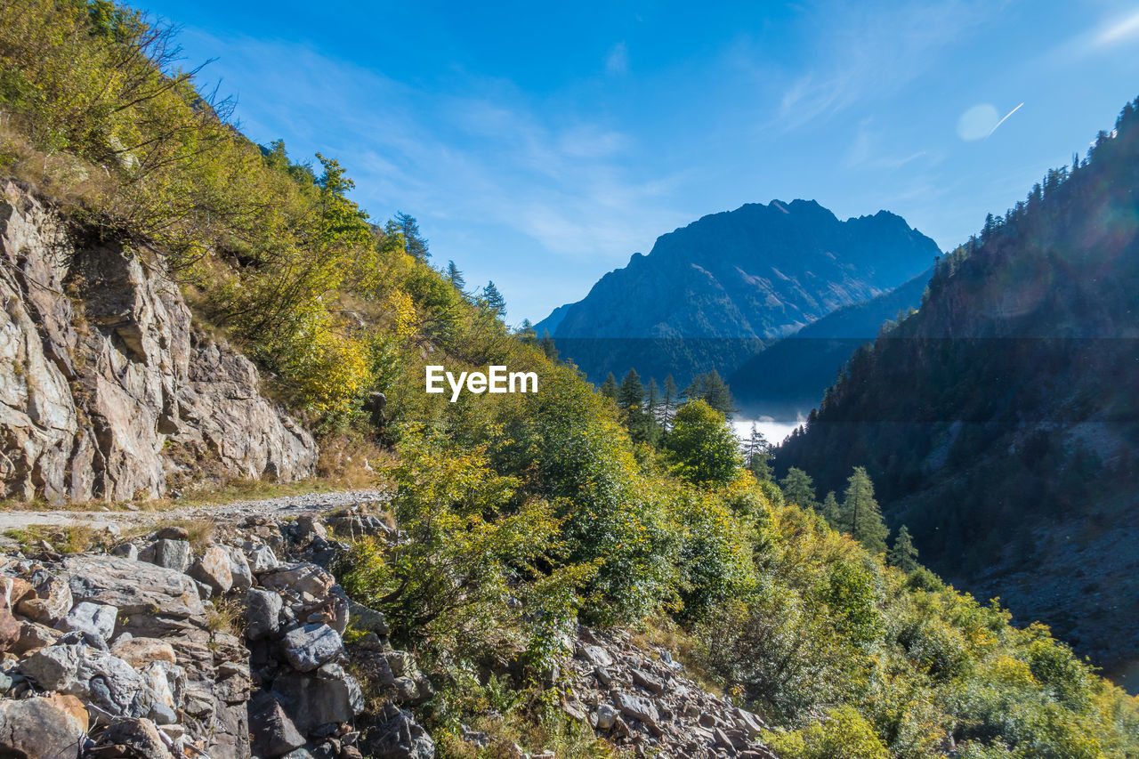 Scenic view of mountains against sky