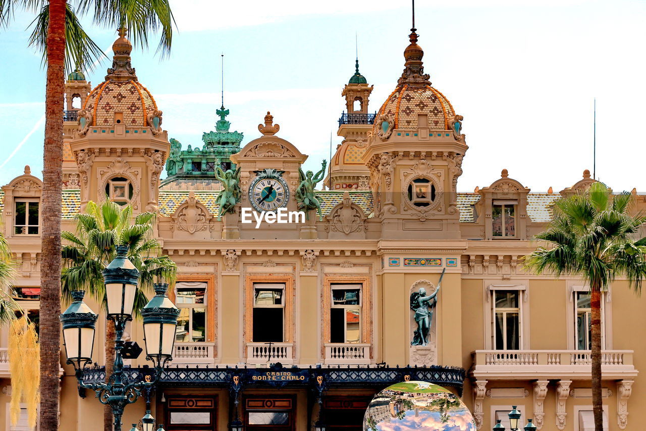 Exterior of monte carlo casino against sky