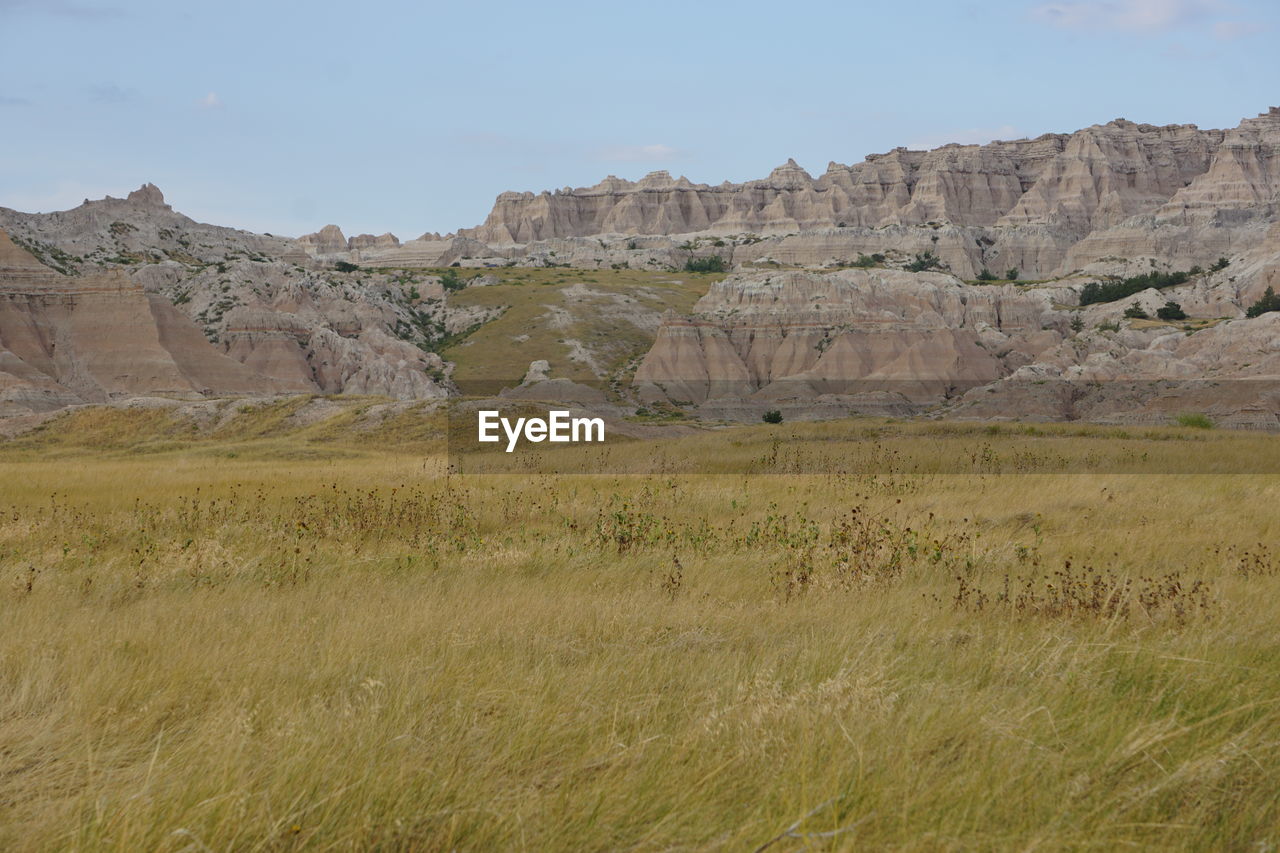 SCENIC VIEW OF LANDSCAPE AND MOUNTAINS AGAINST SKY