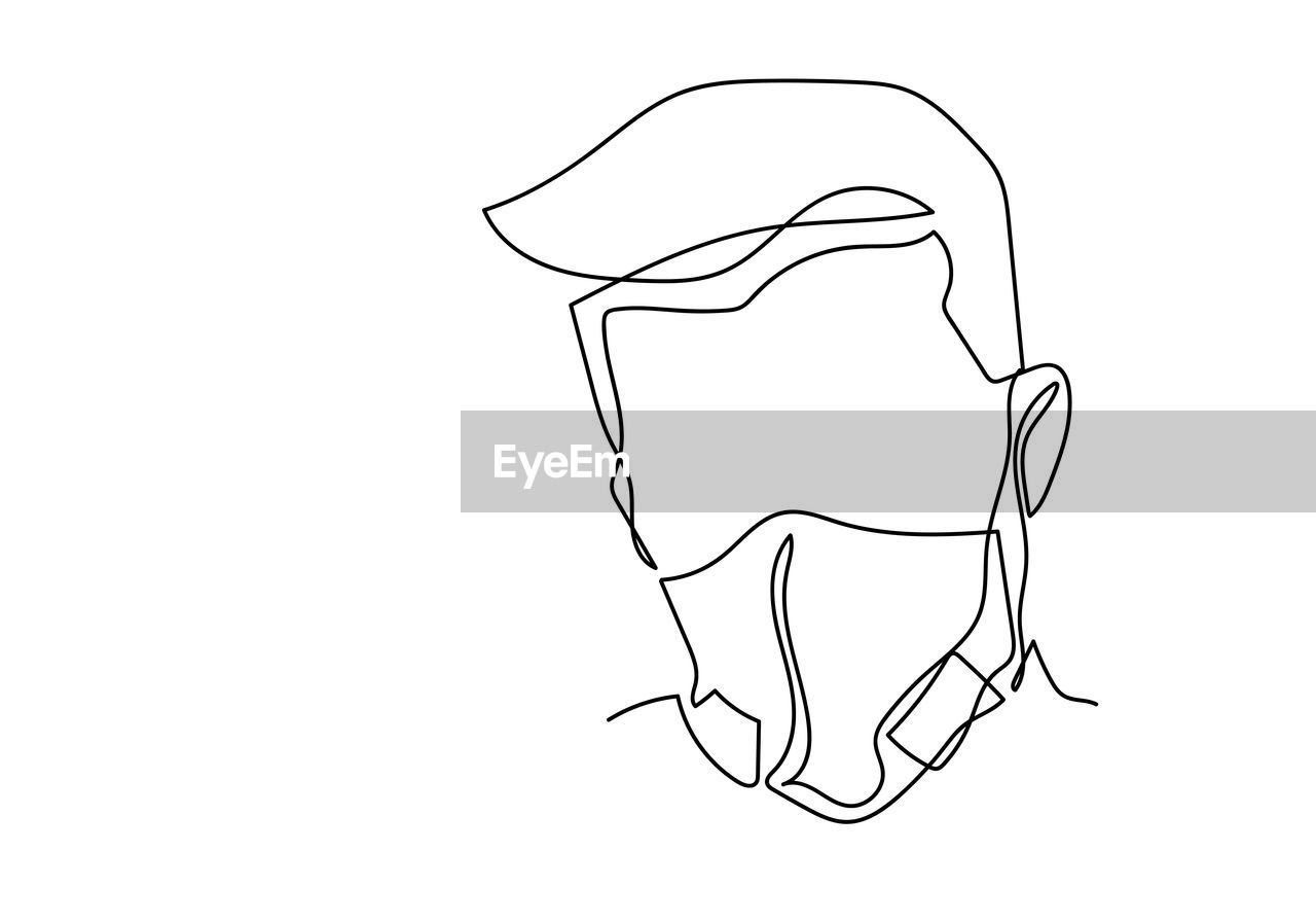 One continuous line drawing medical face mask. concept of coron