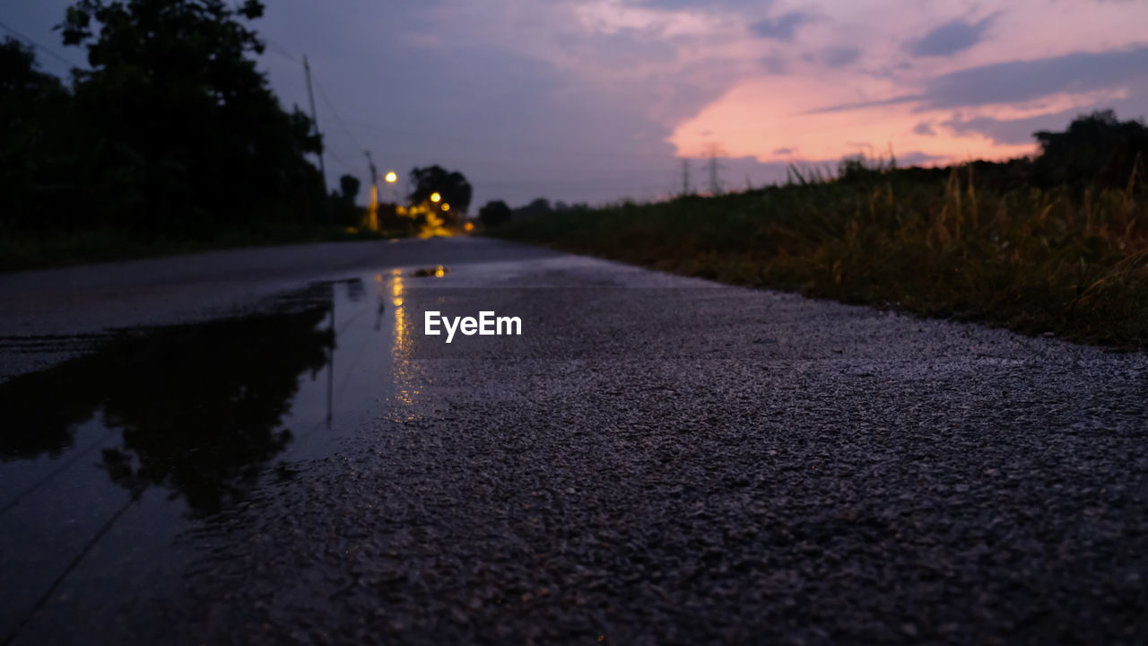 Surface level of road against sky