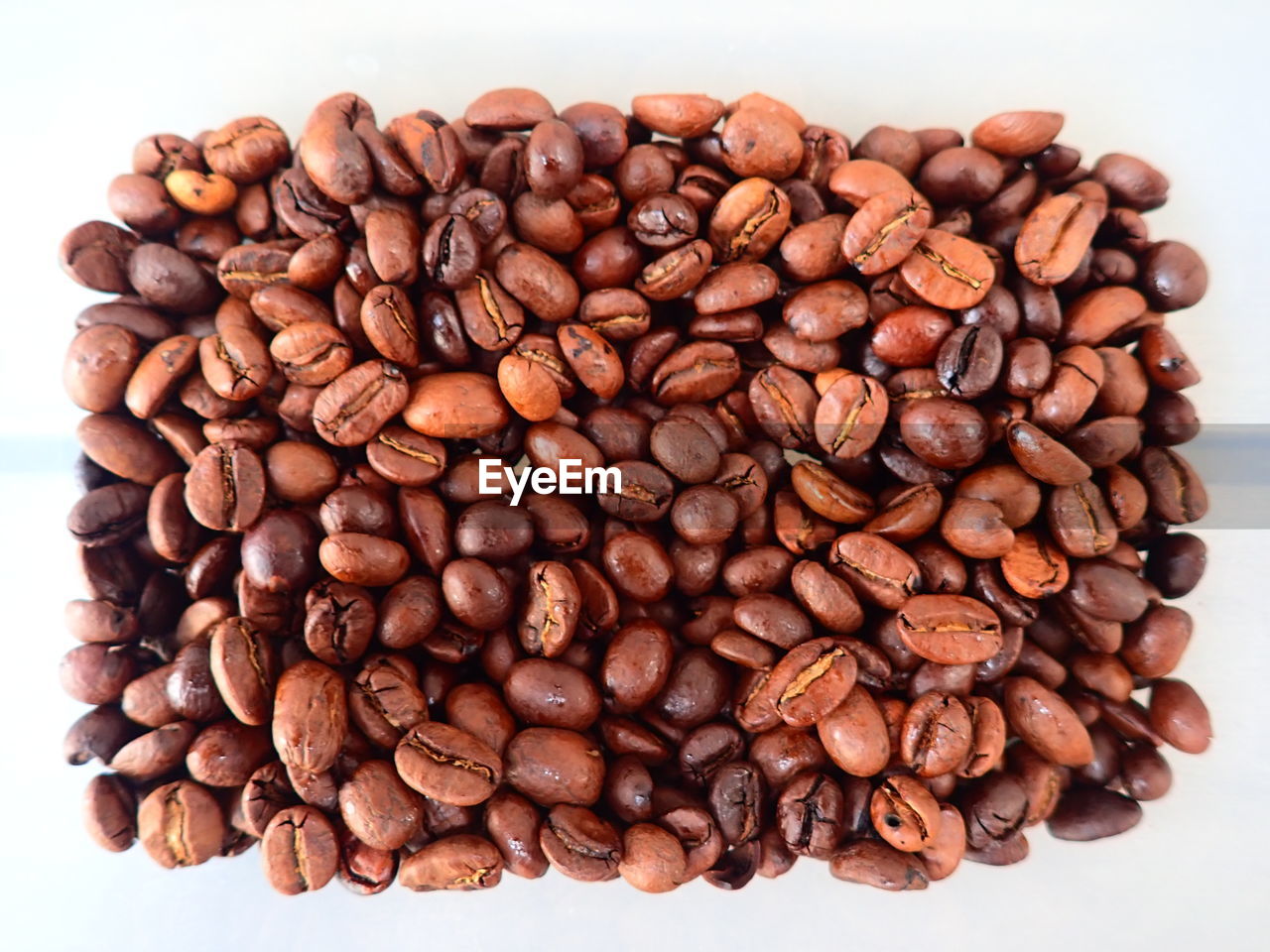 High angle view of coffee beans