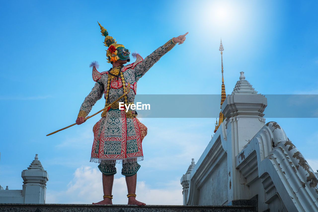 Low angle view of traditional building against sky