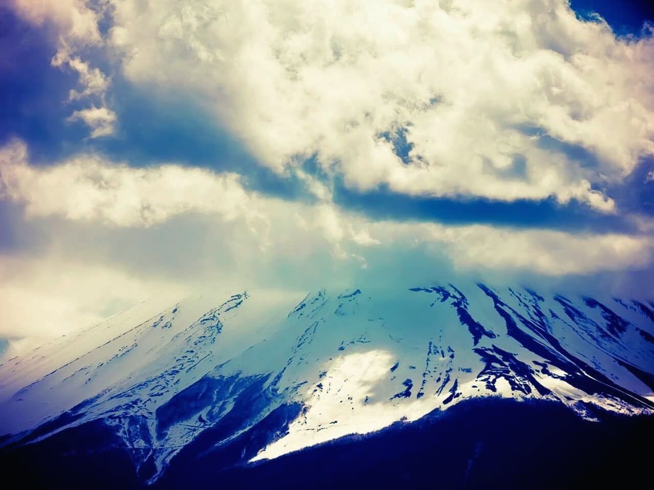 SNOW COVERED LANDSCAPE AGAINST CLOUDY SKY