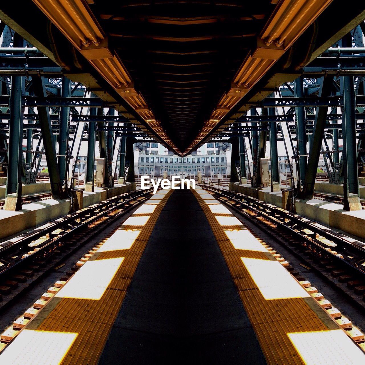 Empty railroad station platform