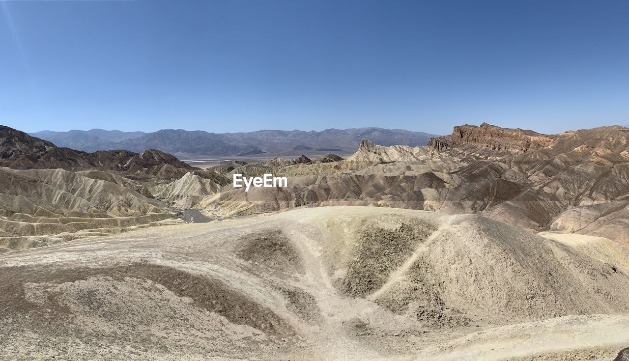 Scenic view of desert against clear sky