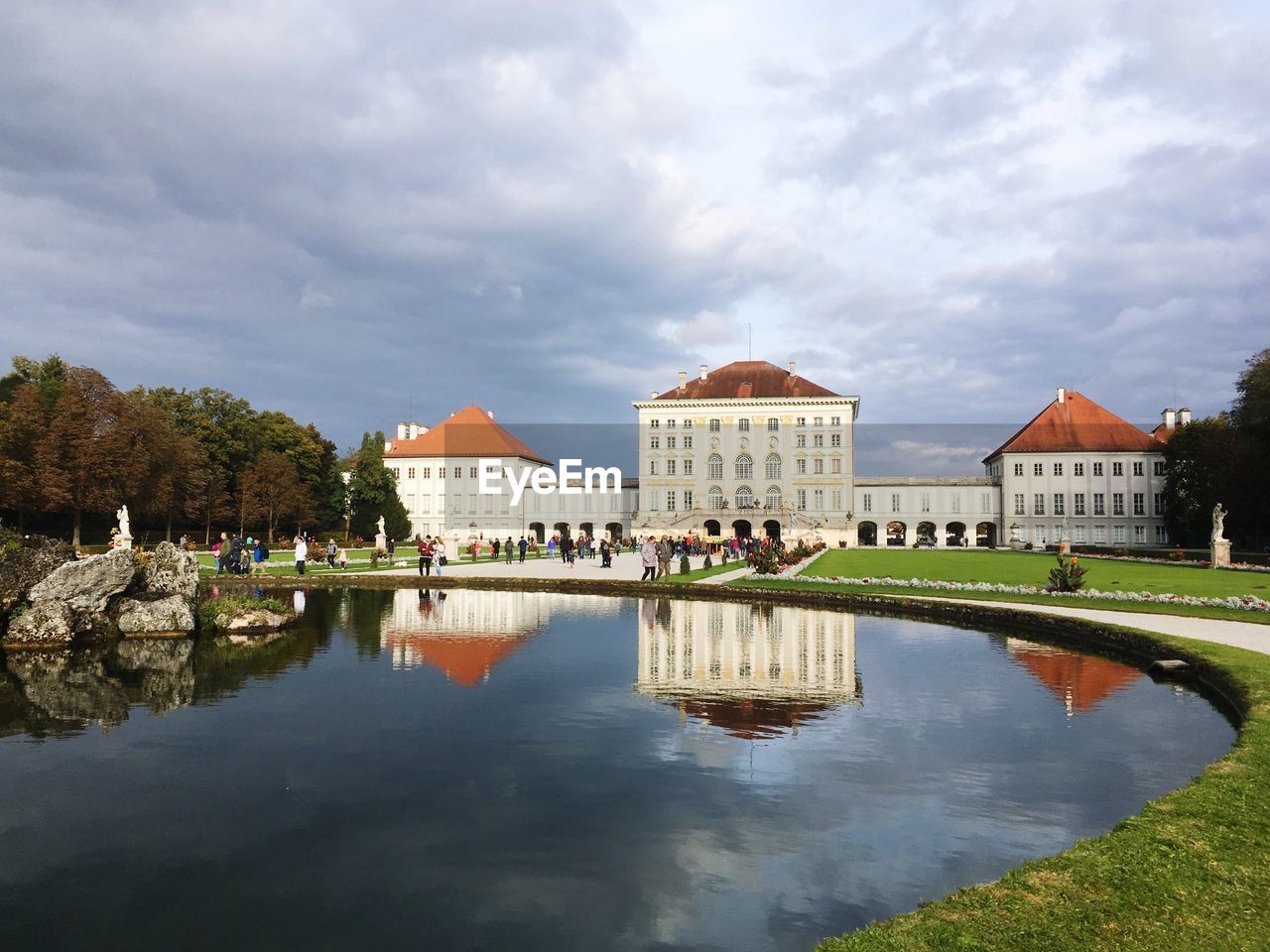 Reflection of buildings in lake