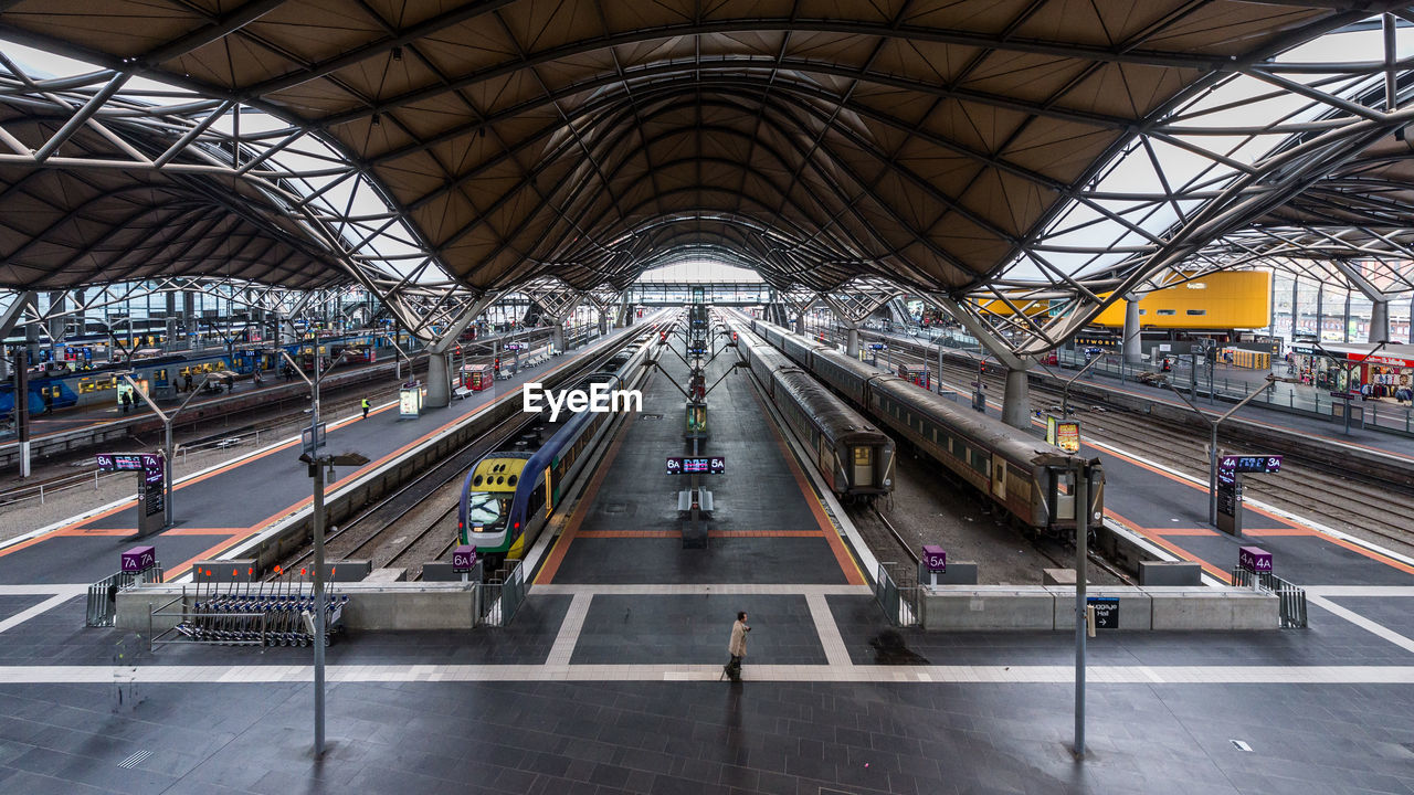 High angle view of railroad station