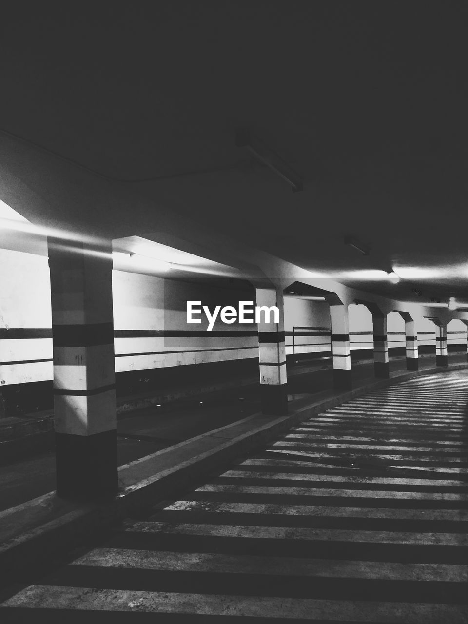 INTERIOR OF EMPTY SUBWAY STATION