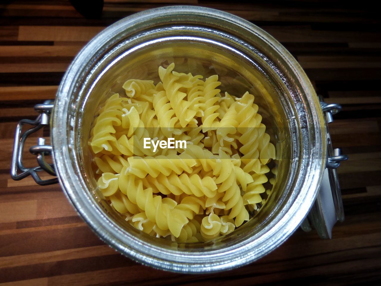 Close-up of pasta in jar