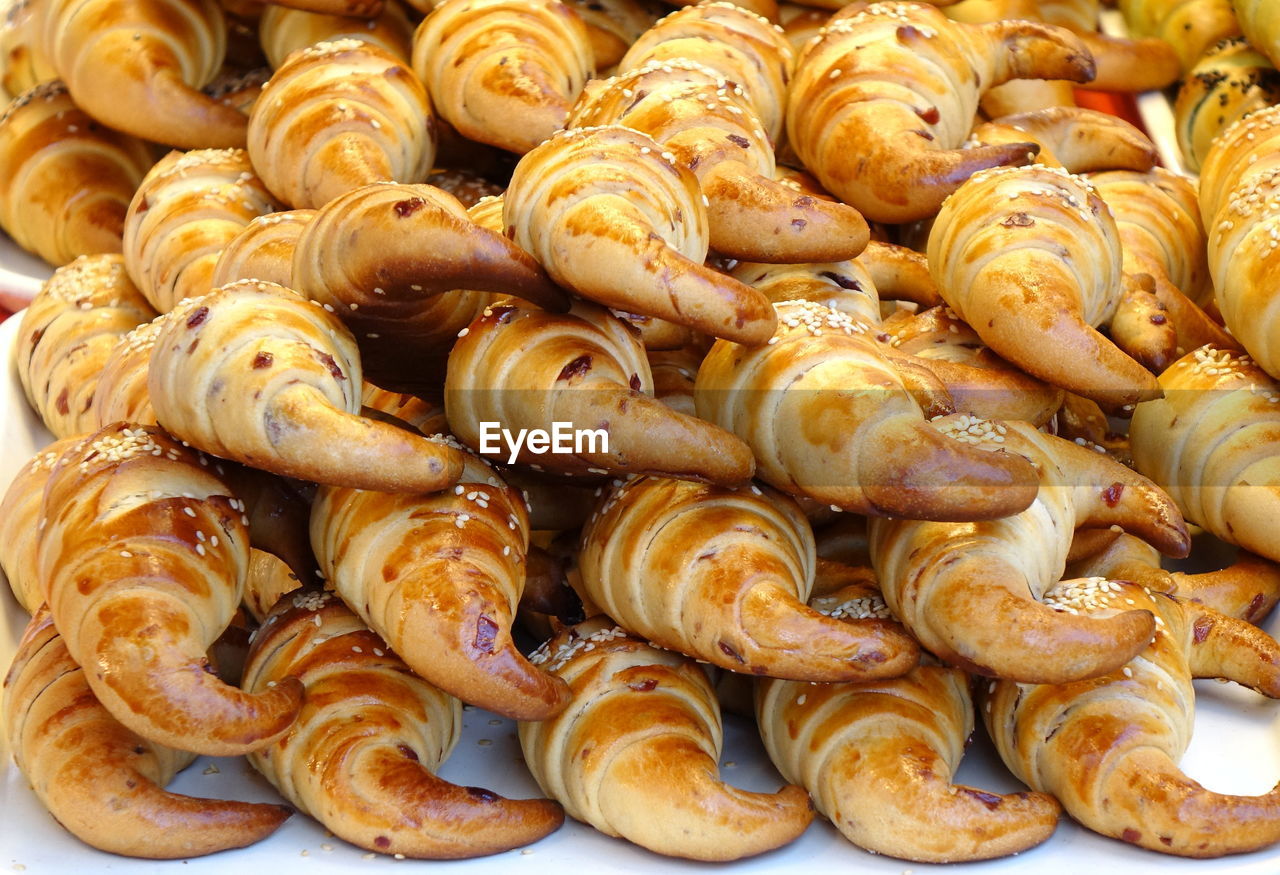 Close-up of croissant on table