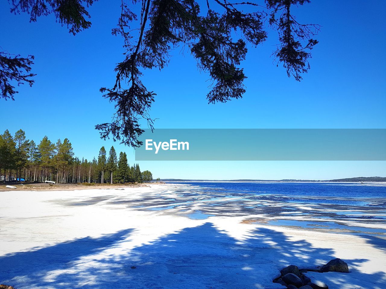 SCENIC VIEW OF WINTER AGAINST CLEAR BLUE SKY