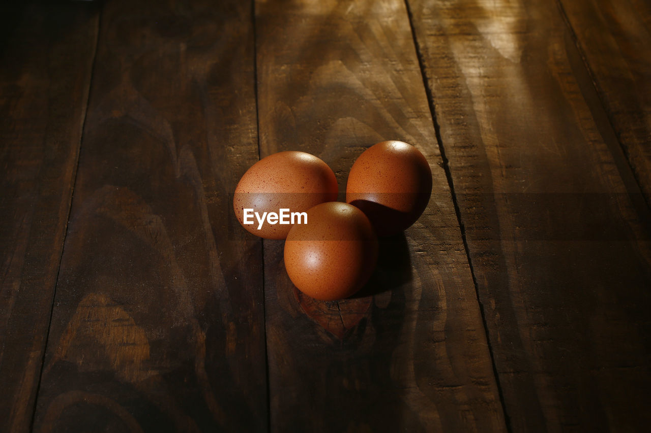 High angle view of egg on table