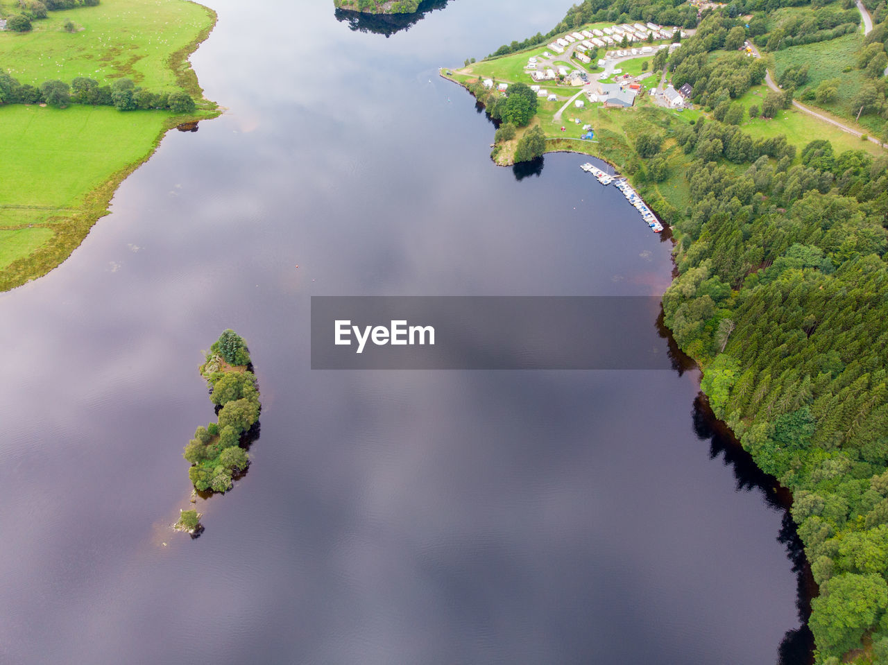 Aerial view of lake tummel at queens view