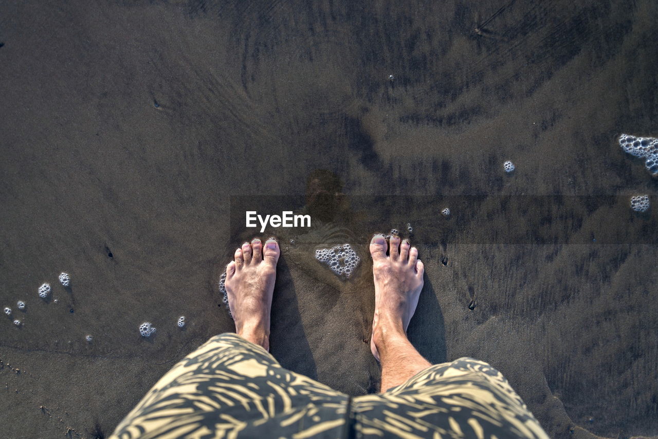 Low section of woman standing on beach