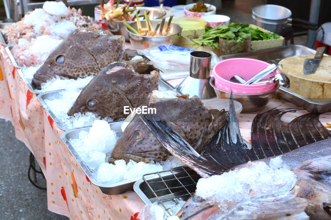 HIGH ANGLE VIEW OF FOOD ON TABLE IN CAFE