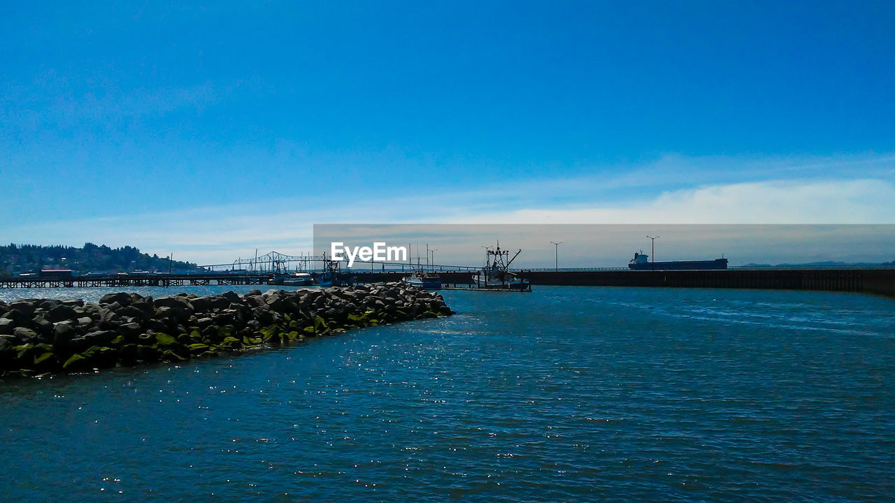 VIEW OF SEA AGAINST BLUE SKY