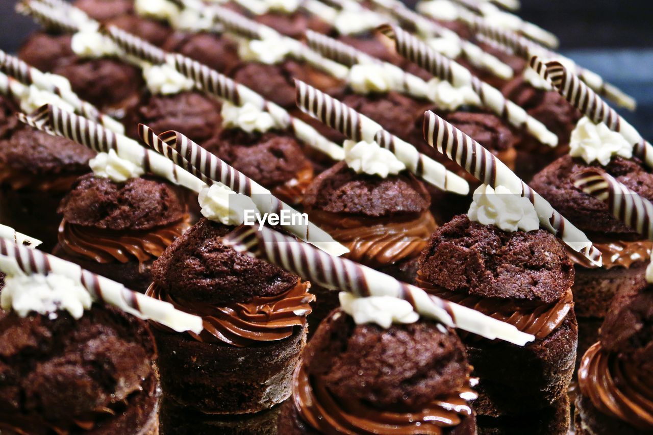 Close-up of chocolate cupcakes on table